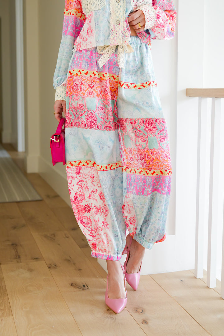 POL Multi Print Elastic Waist Relaxed Joggers