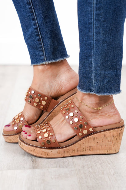 Corky's "Bad Habit" Studded Straps Wedge Heels