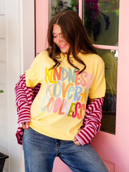 Plus/Reg Short Sleeve "Kindness Over Coolness" Graphic Tee - Freckled Poppy