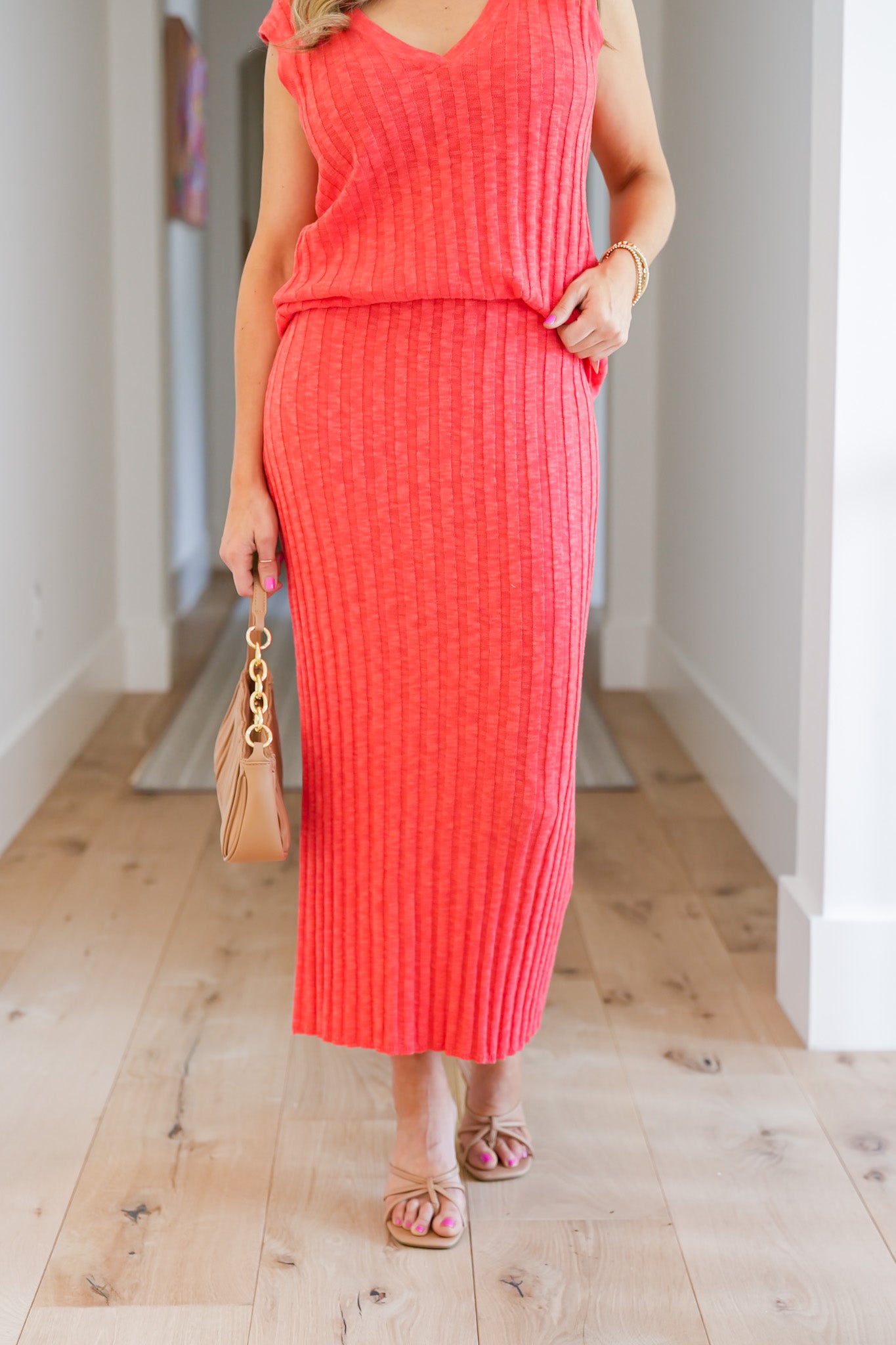 Sweater Knit High Waisted Bodycon Midi Skirt