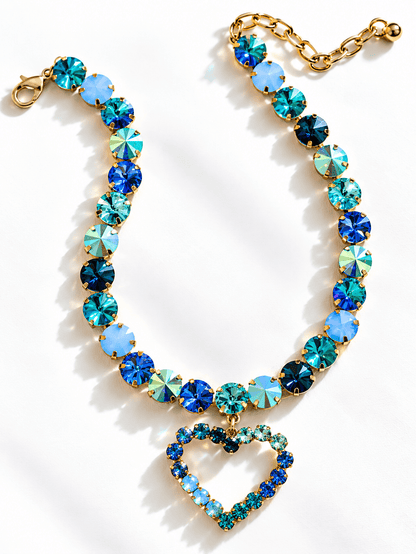SIENNA by Tova Lovely Small Heart Necklace In Lagoon Mix - Freckled Poppy