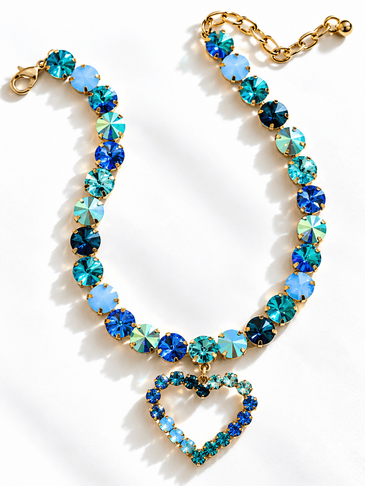 SIENNA by Tova Lovely Small Heart Necklace In Lagoon Mix - Freckled Poppy