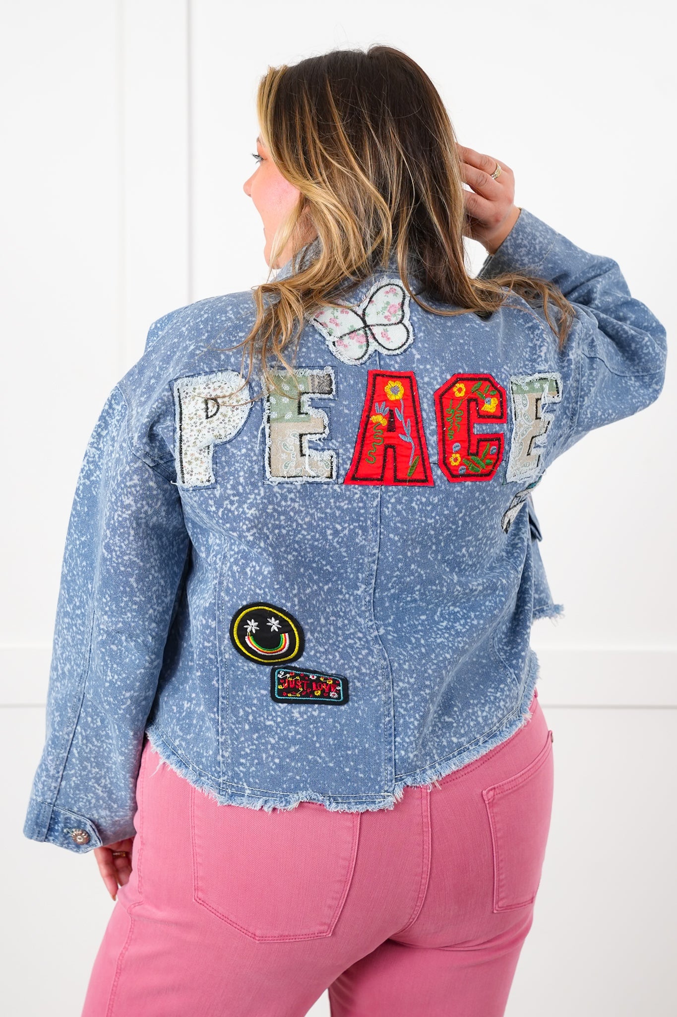 POL Vintage Wash Long Sleeve Jacket with Patch Detail