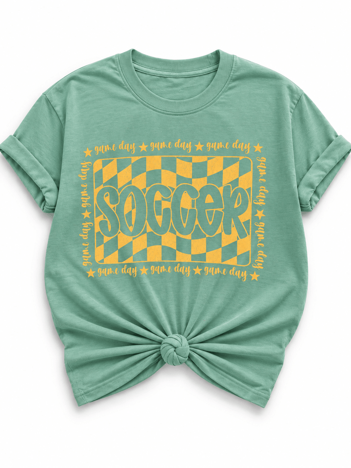 Plus/Reg Short Sleeve Seafoam "Game Day Soccer" Graphic Tee - Freckled Poppy