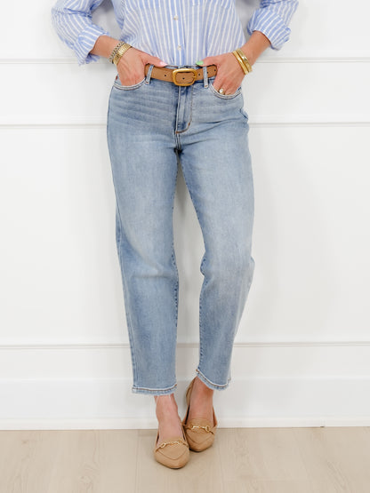 Judy Blue High Rise Light Wash Straight Leg Ankle Jeans