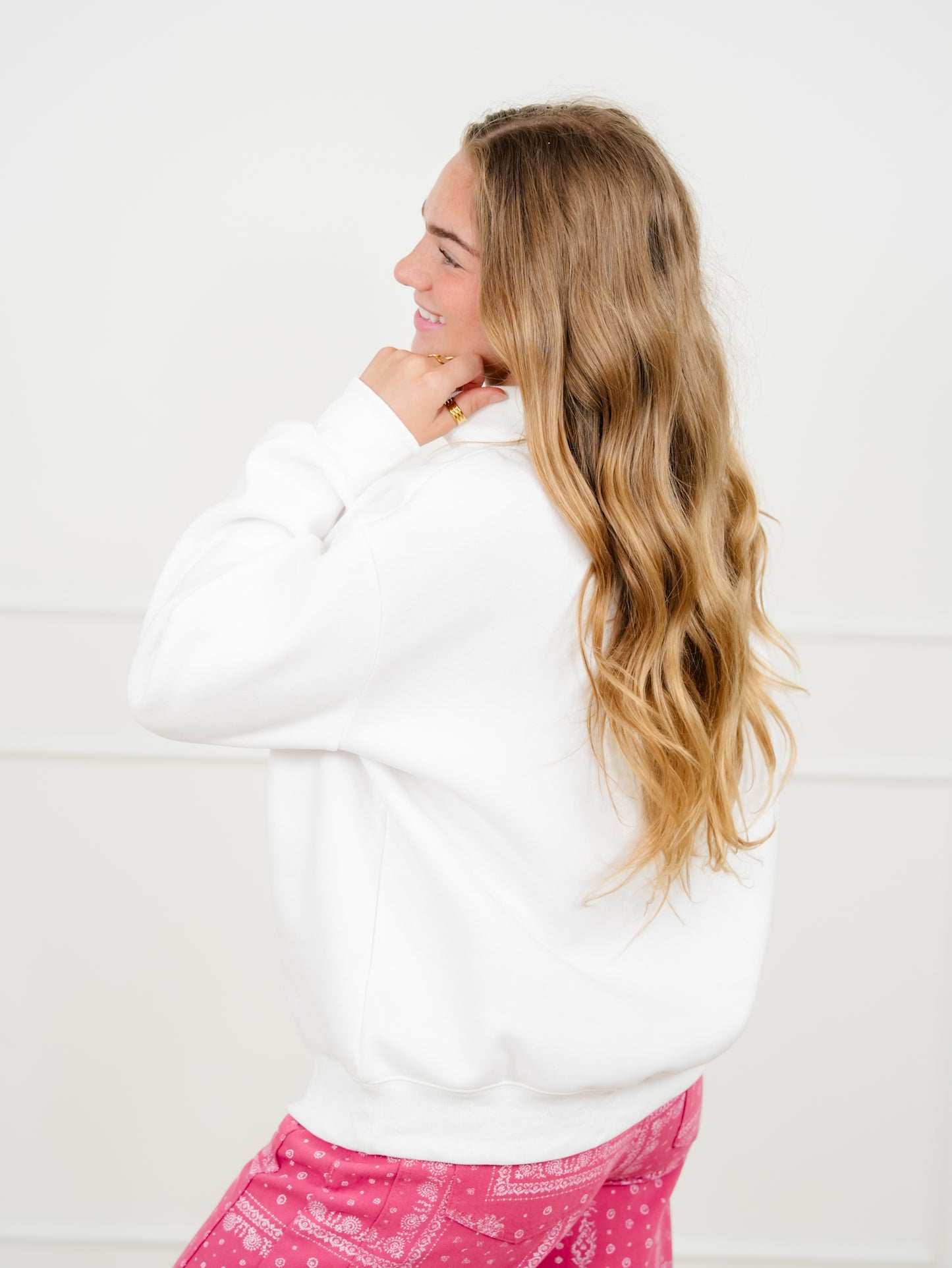 Plus/Reg Solid Long Sleeve Mock Neck Pullover Sweatshirt