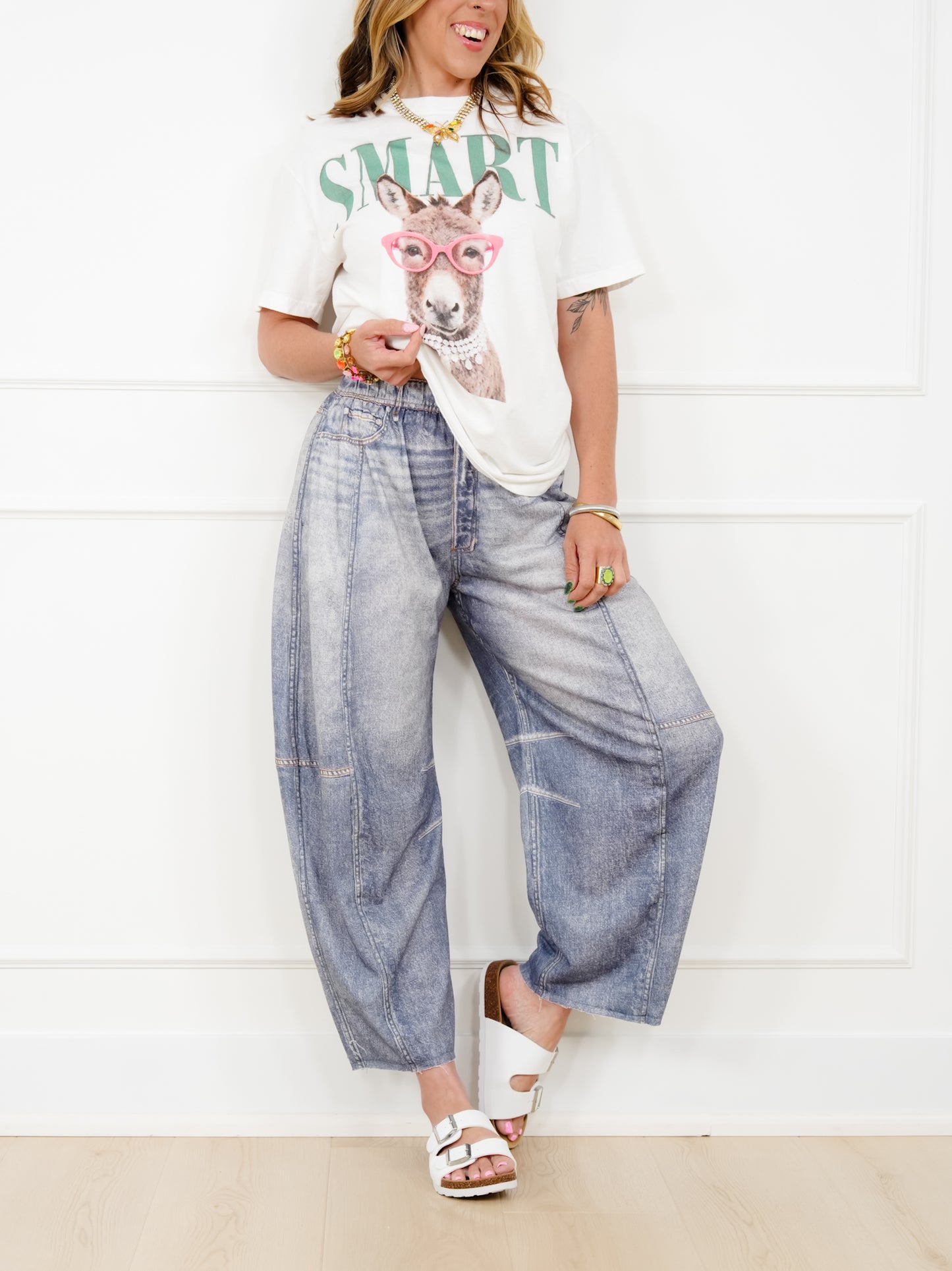 Restock! Plus/Reg Acid Print Elastic Waist Barrel Pants