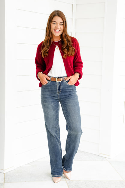 Mica High Rise Medium Wash Loose Fit Straight Leg Jeans