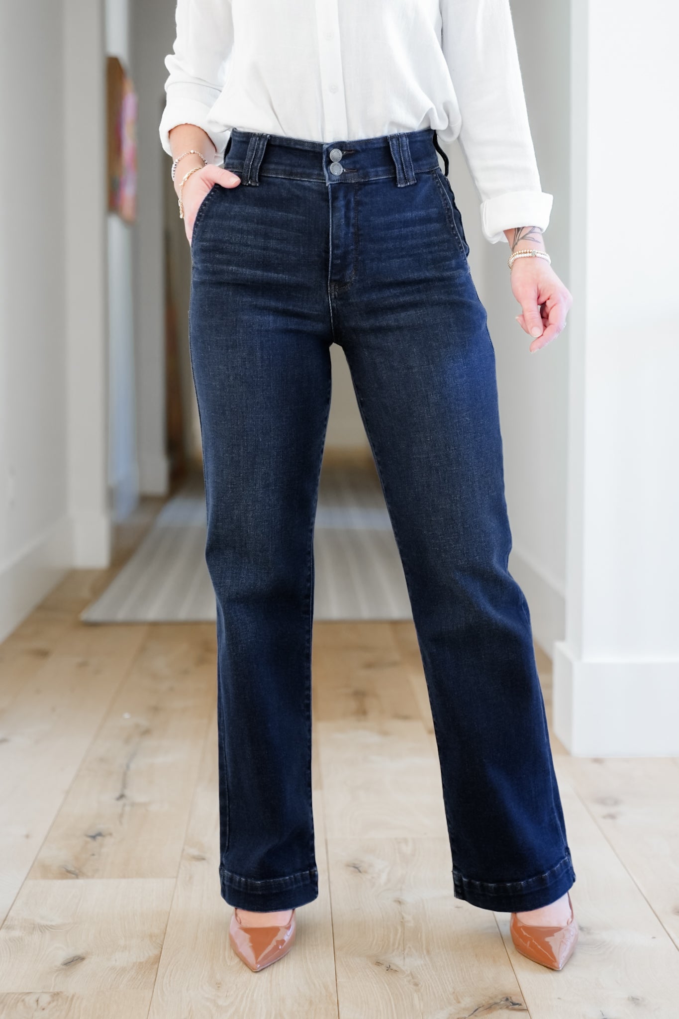 Judy Blue The Everly Trouser Dark Wash Trouser Wide Leg Jeans