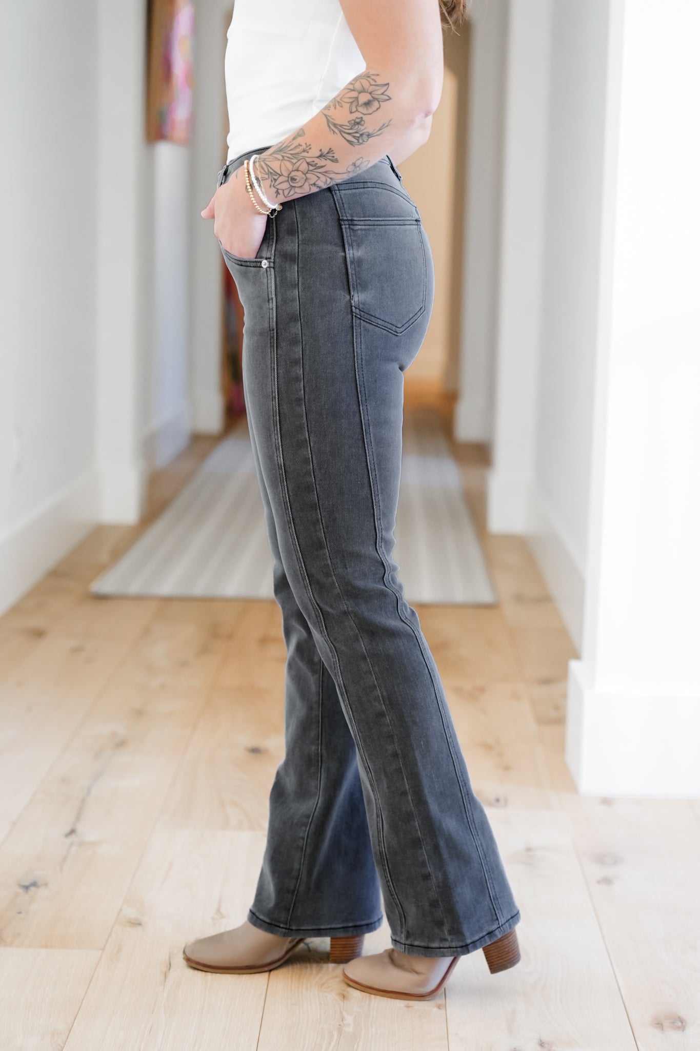 Mica High Rise Black Tummy Control Side Panel Bootcut Jeans