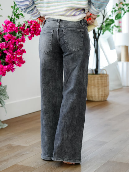 Mica Low Rise Gray Wide Leg Jeans