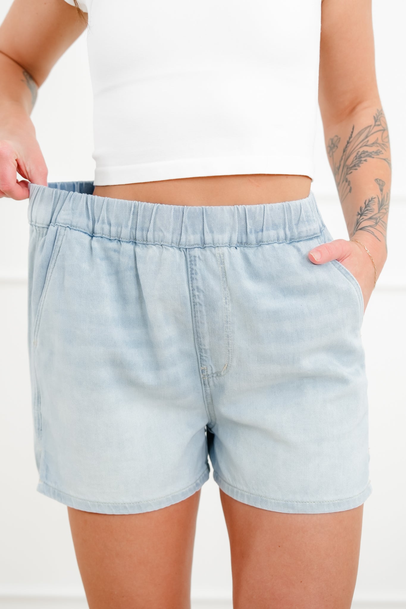 Judy Blue Light Wash Featherweight Boxer Shorts