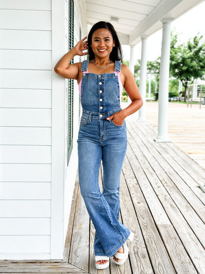 Judy Blue High Rise Control Top Non Distressed Flare Overall