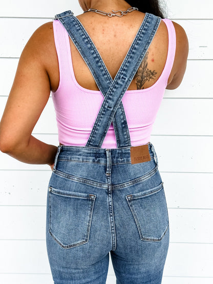 Judy Blue High Rise Control Top Non Distressed Flare Overall