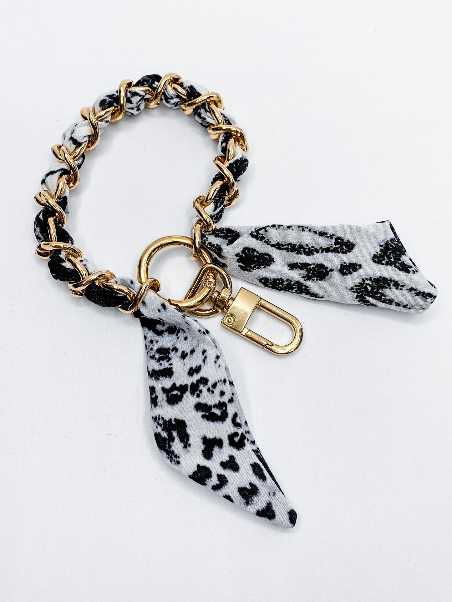 Scarf Bracelet with Gold Chain Wrapped On Key Chain