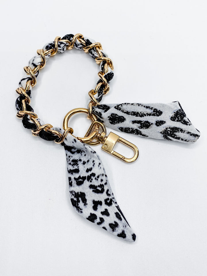 Scarf Bracelet with Gold Chain Wrapped On Key Chain