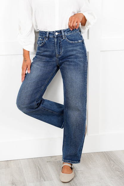 Lovervet High Rise Medium Wash Barrel Jeans