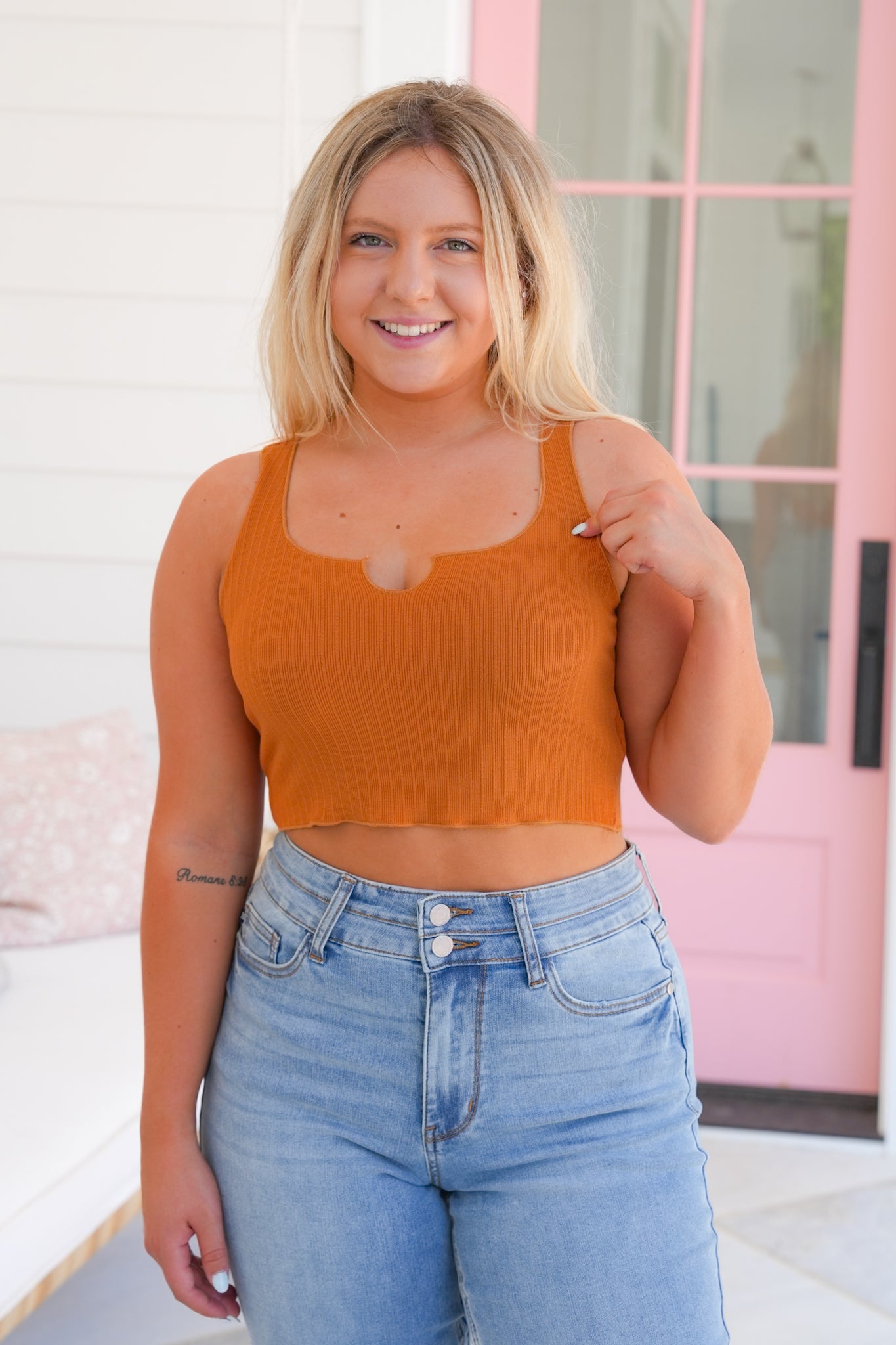 Ribbed Knit Cropped Tank Top (Multiple Colors)