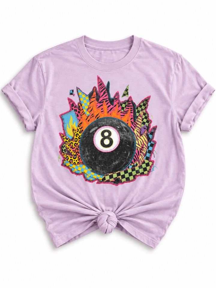 Plus/Reg Short Sleeve Retro 8 Ball Flame Graphic Tee - Freckled Poppy
