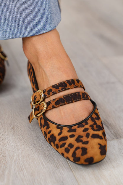 MIA Leopard Flat Sandal with Adjustable Buckle Straps