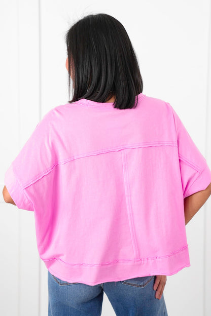 Door Buster! Zenana Oversized Exposed Seam Crop Box Tee