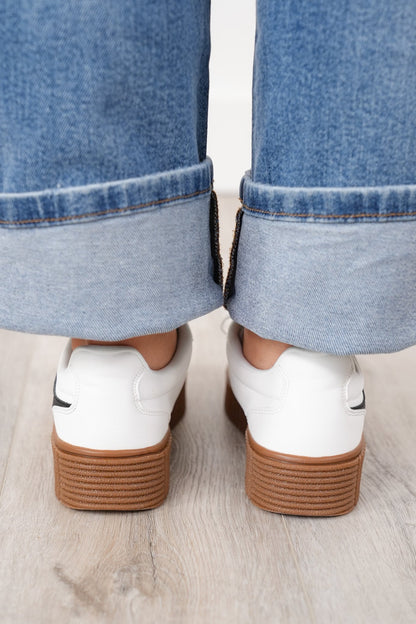 Low Top Platform Sneaker with Textured Sole
