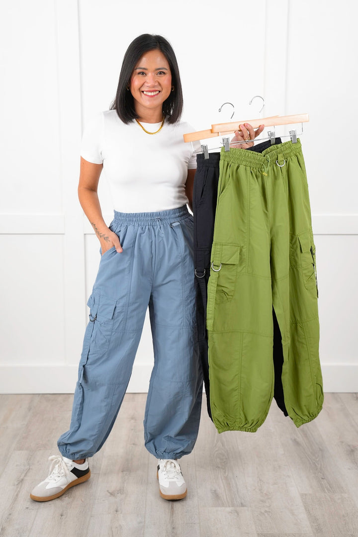 Elastic Waist Cargo Woven Jogger Pants