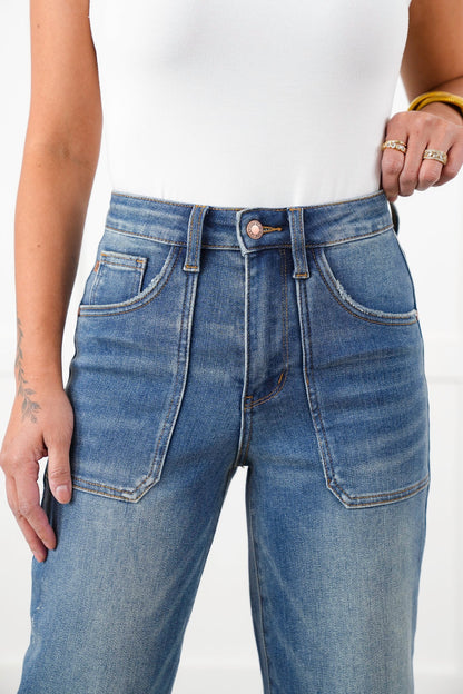 Judy Blue The Perfect Fit High Rise Wide Leg Crop Jeans