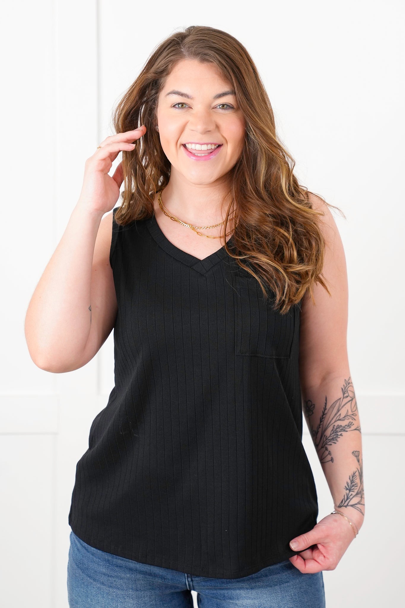 Door Buster! Plus/Reg Wide Ribbed V Neck Tank Top