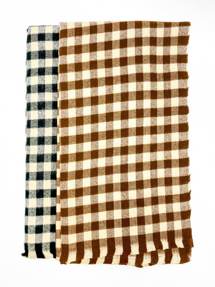 Two Tone Plaid Wrap Scarf (Multiple Colors)