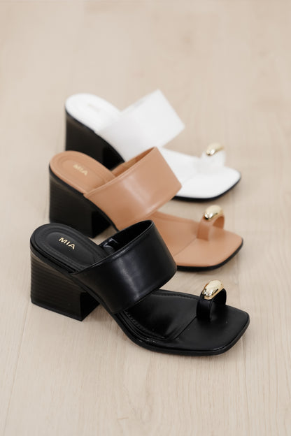 MIA Vegan Leather Toe Ring Block Heel Mule