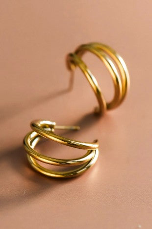 18k Waterproof Non-Tarnish Stainless Steel Stacked Ring Hoops