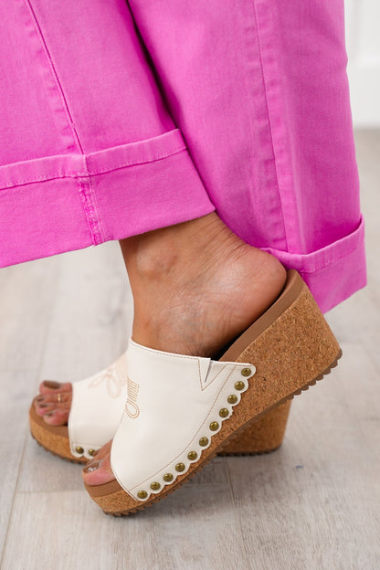 Corky's "Saddle Up"  Studded Cork Wedge Heel