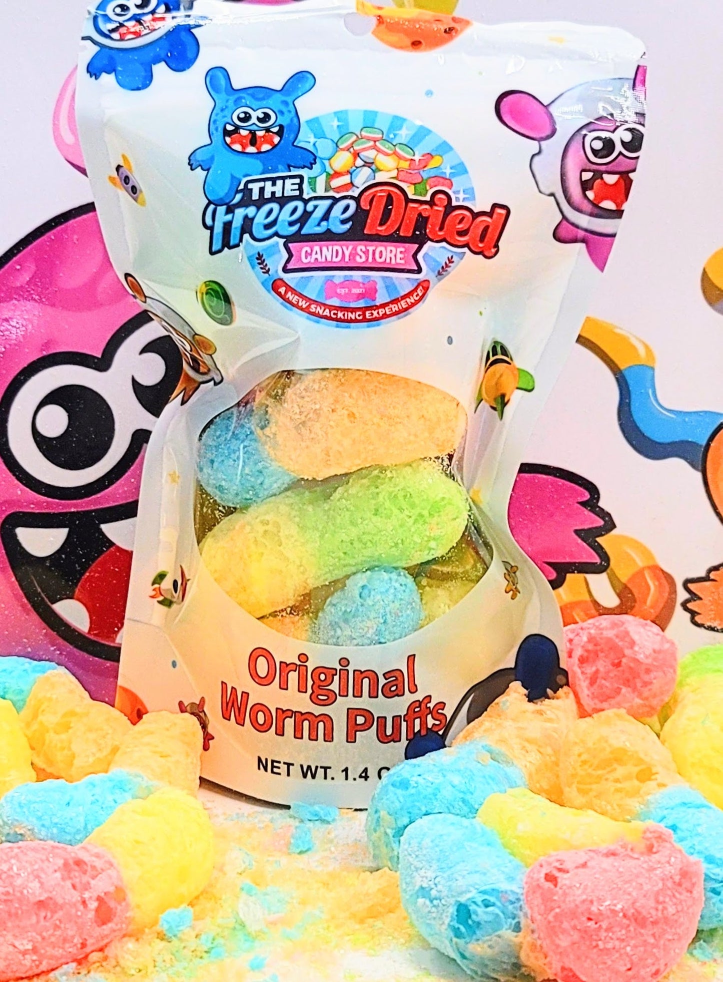 Freeze Dried Worm Puffs 1.4 oz *Final Sale*