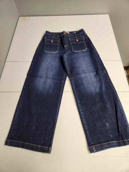 Restock! Risen High Rise Dark Wash Slouchy Barrel Jeans with Patch Pockets - Freckled Poppy