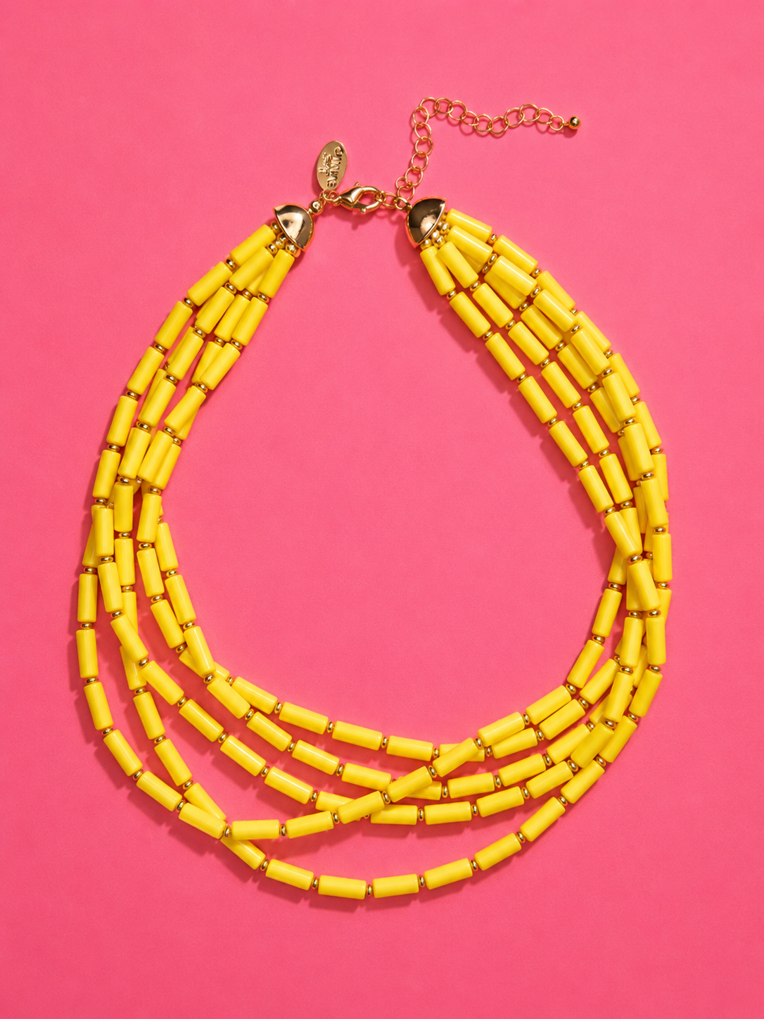 Yellow Multi Strand Beaded Necklace