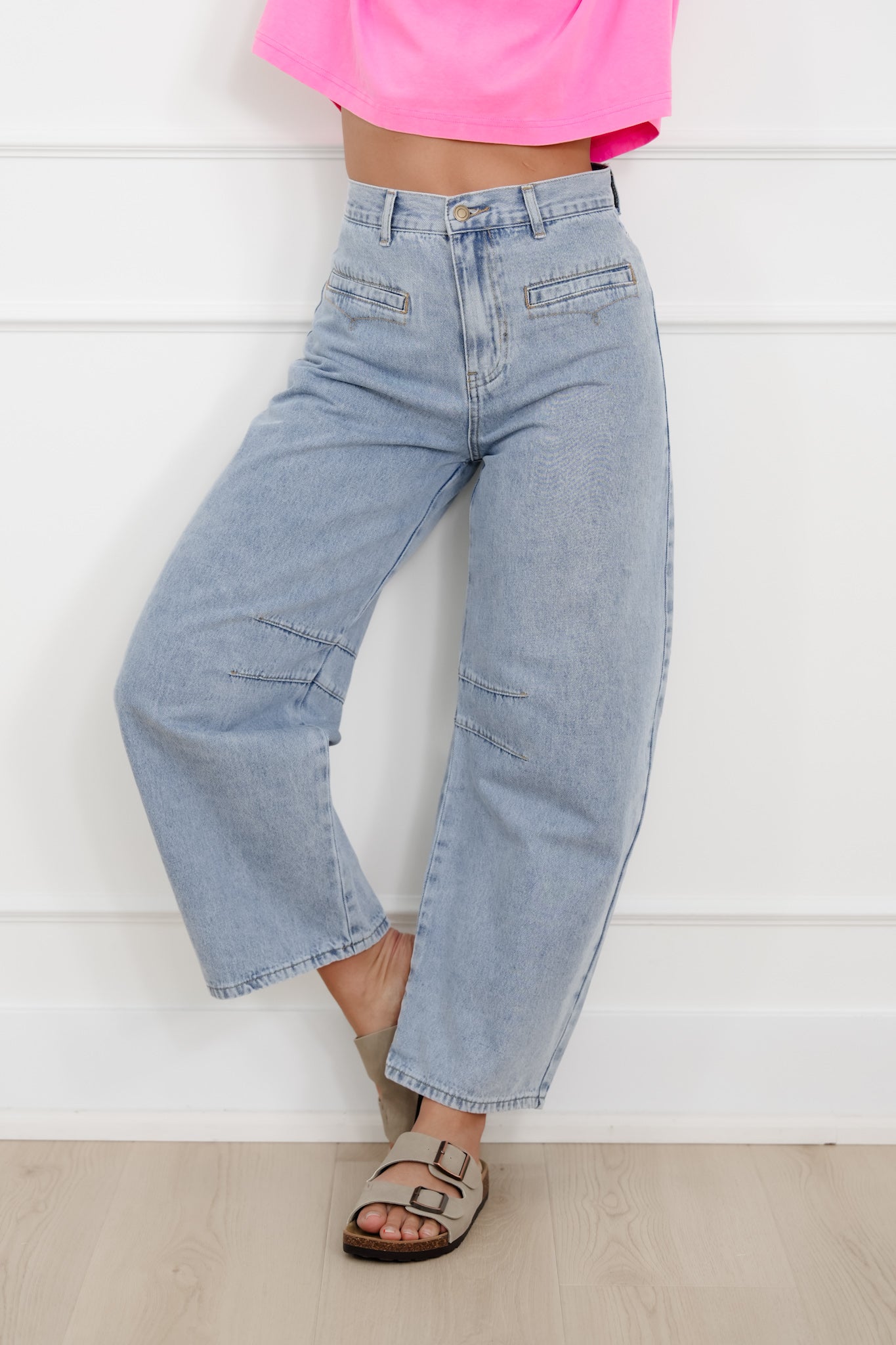 Light Wash High Rise Barrel Jeans