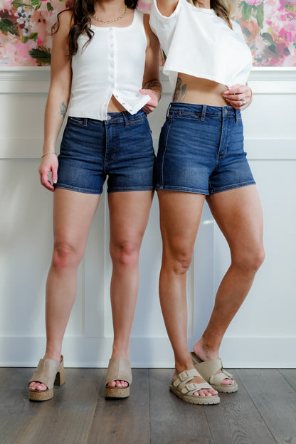 Judy Blue Medium Wash Tummy Control Slim Shorts