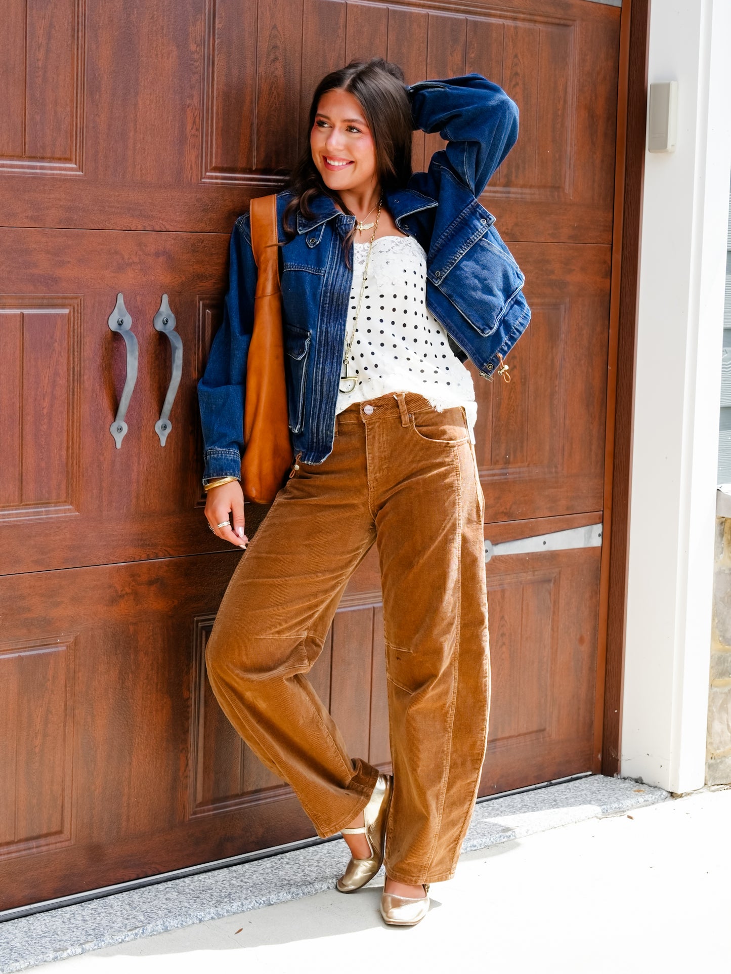 Risen High Rise Brown Corduroy Barrel Pants