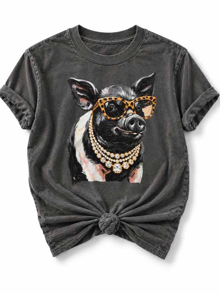 Plus/Reg Short Sleeve Glam Pig Graphic Tee