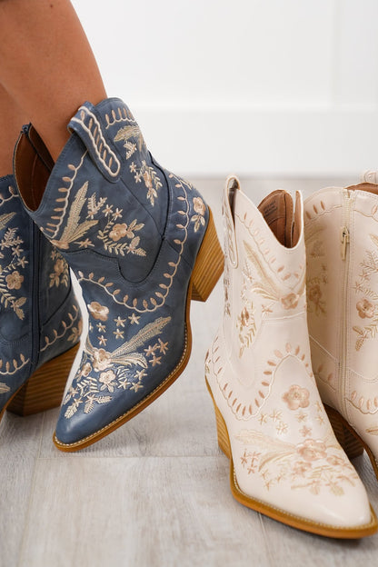 Corky's "Lets Go Girl" Embroidered Western Ankle Boot with Pointed Toe