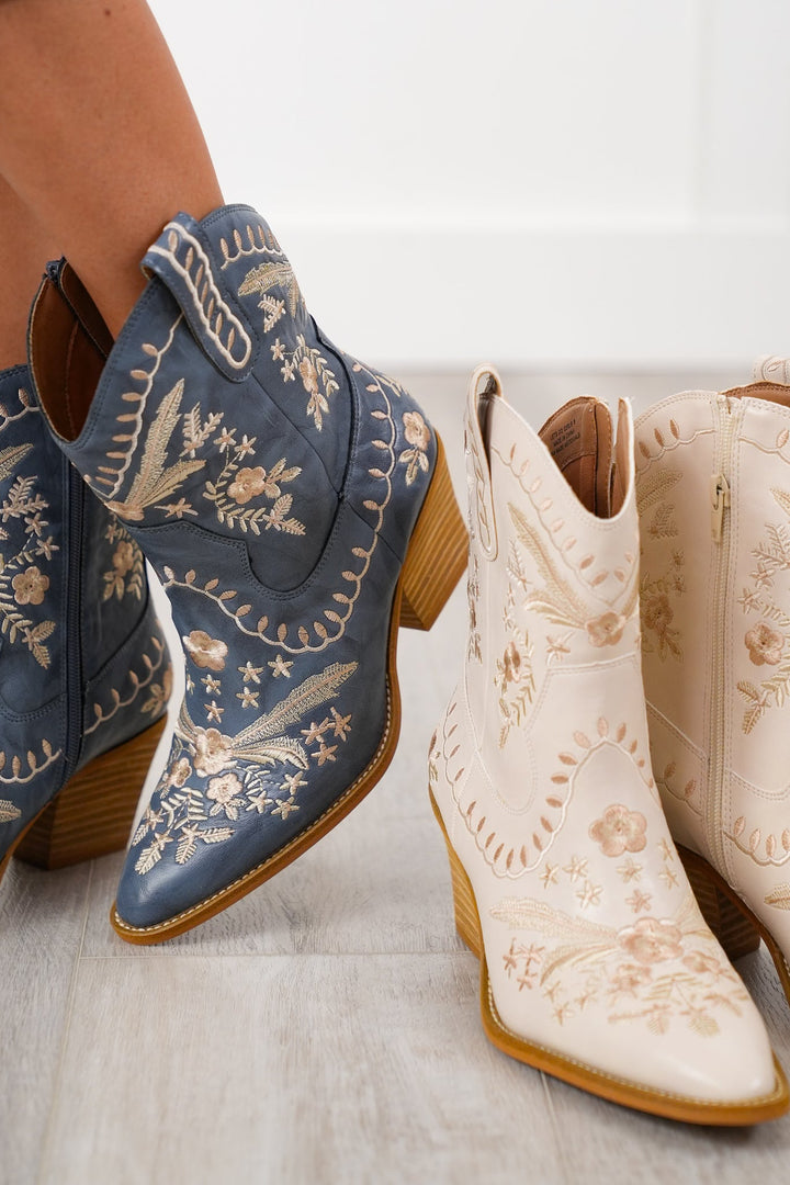 Corky's "Lets Go Girl" Embroidered Western Ankle Boot with Pointed Toe