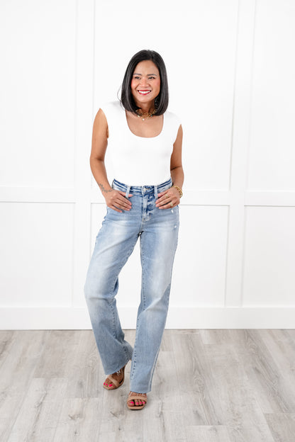 Judy Blue 34" Inseam Straight Leg High Rise Jeans