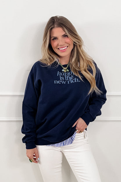 Plus/Reg "Happy is the New Rich" Pullover