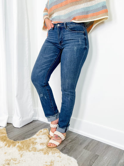 Judy Blue midrise double cuff long boyfriend