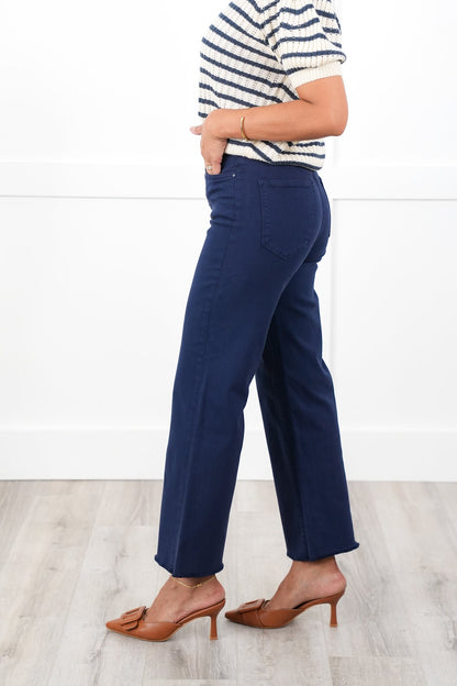 Mica High Rise Navy Wide Leg Cropped Jeans