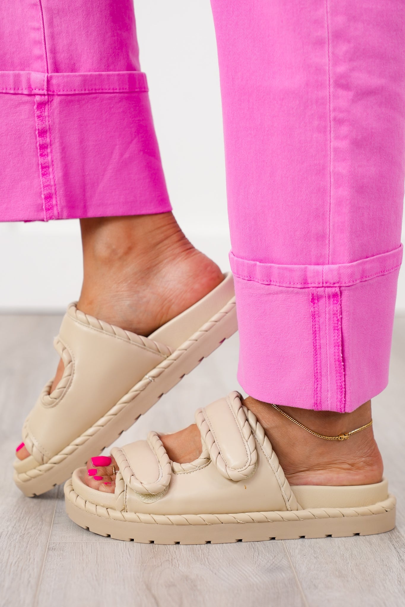 MIA  Adjustable Velcro Strapped Slide Sandal