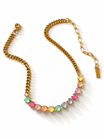 TOVA Mini Oakland Round Crystal Necklace - Freckled Poppy