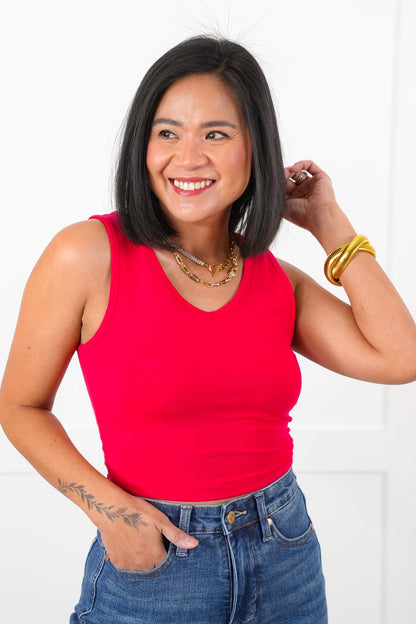 Door Buster! Zenana Cropped Cami V-Neck Cotton Top