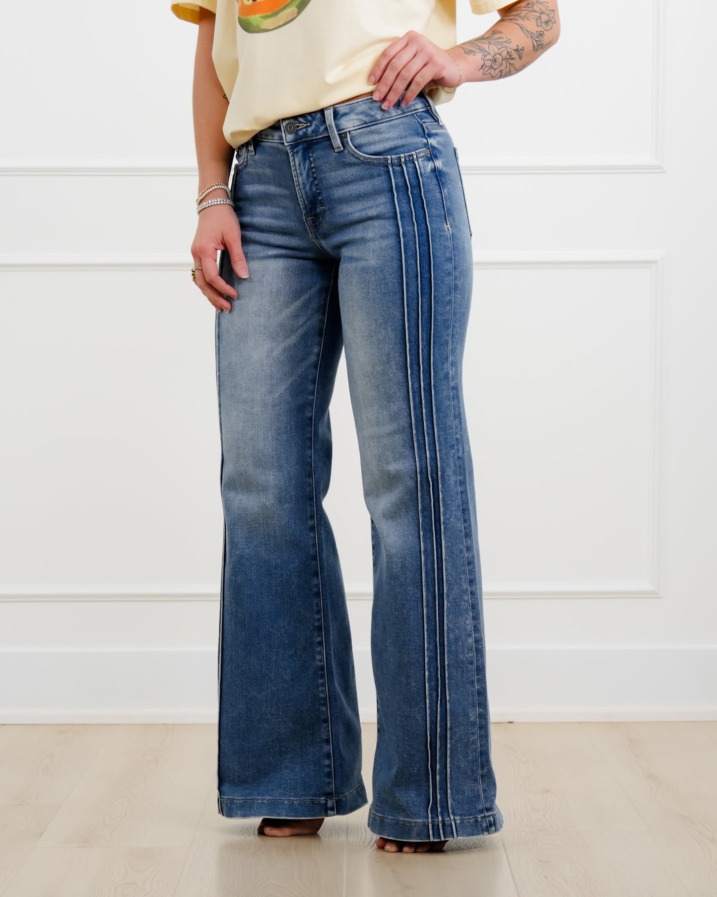 Hidden Mid Rise Dark Wash Flare Jeans